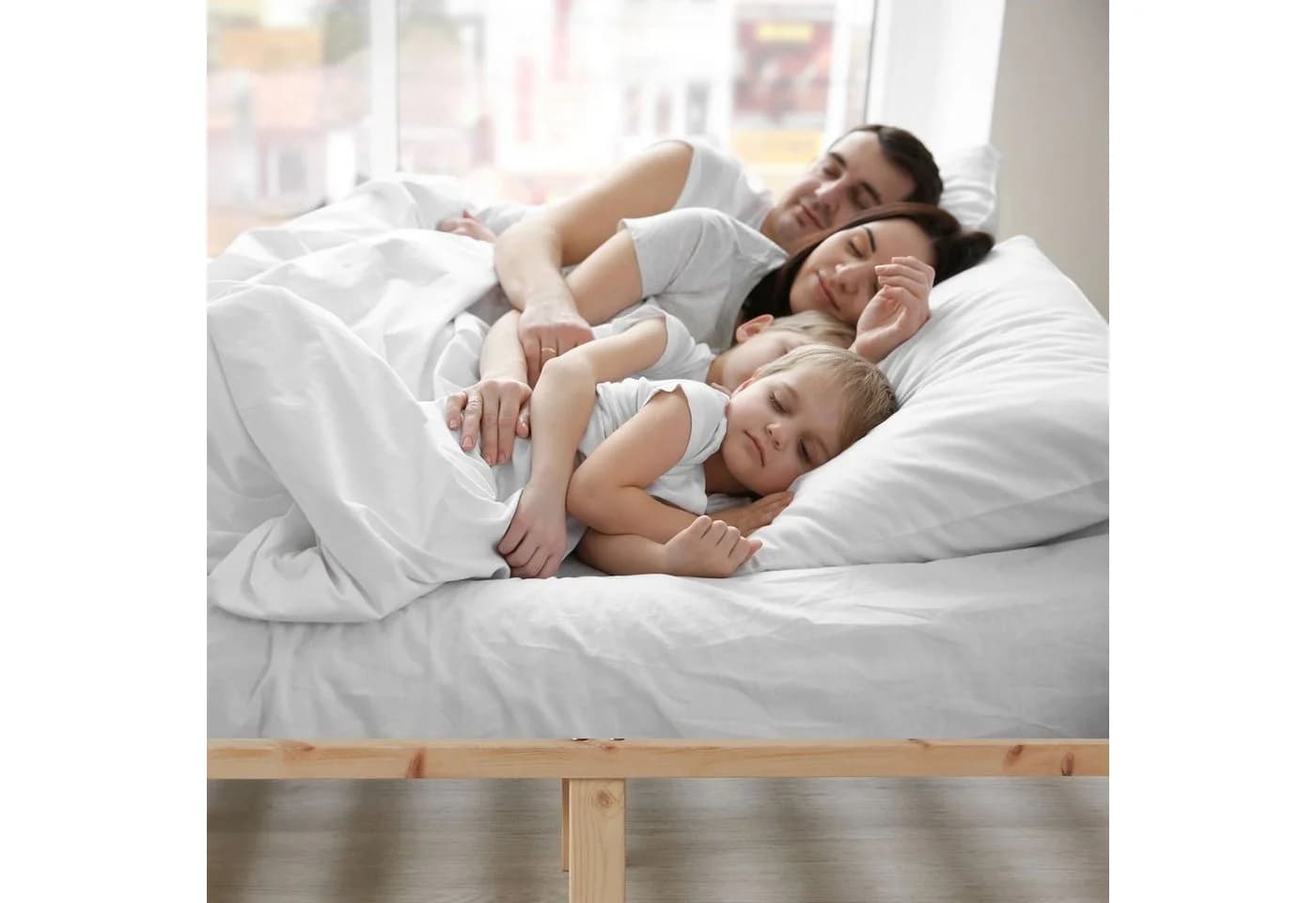 Homestyle4u Familienbett XXL 270x200 cm Kiefernholz Natur