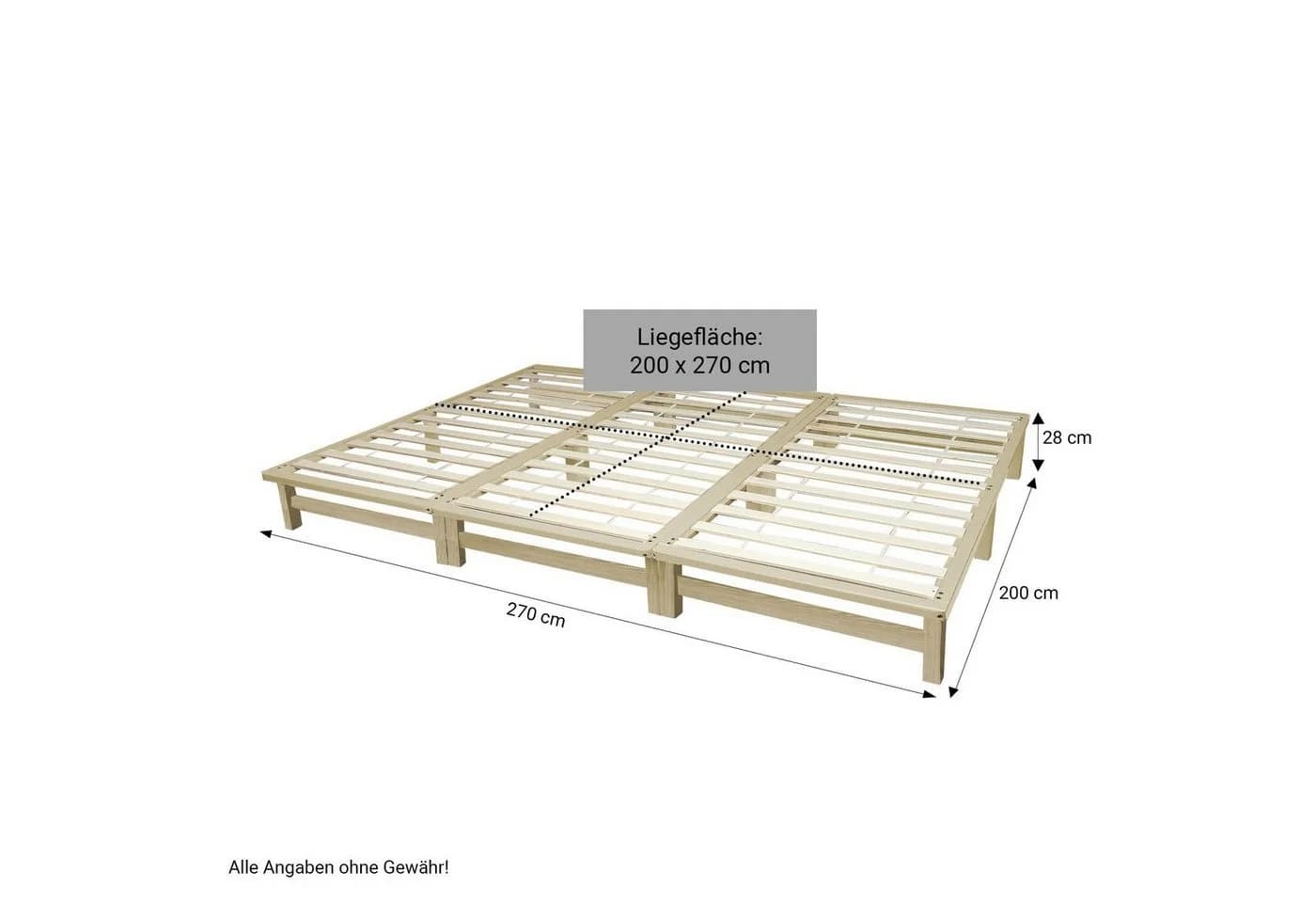 Homestyle4u Familienbett XXL 270x200 cm Kiefernholz Natur - Bild 4