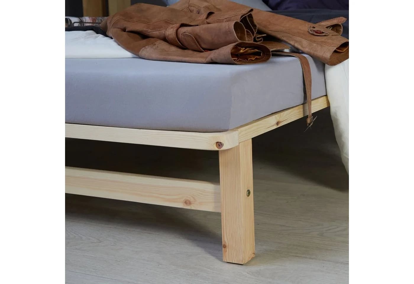 Homestyle4u Familienbett XXL 270x200 cm Kiefernholz Natur - Bild 5