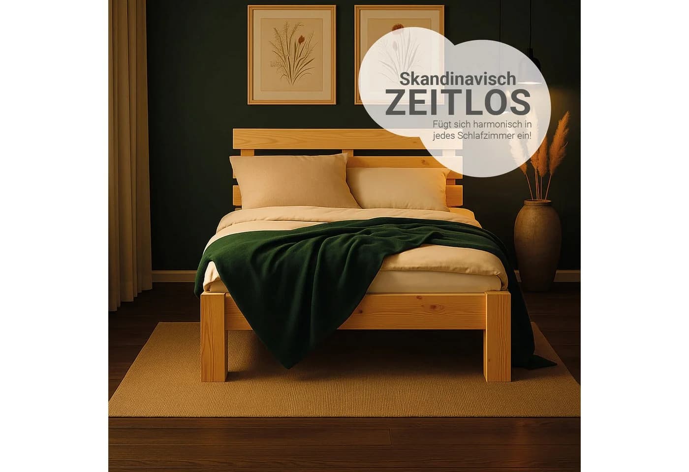 Homestyle4u Holzbett 90x200 mit Lattenrost Natur Modern - Bild 5