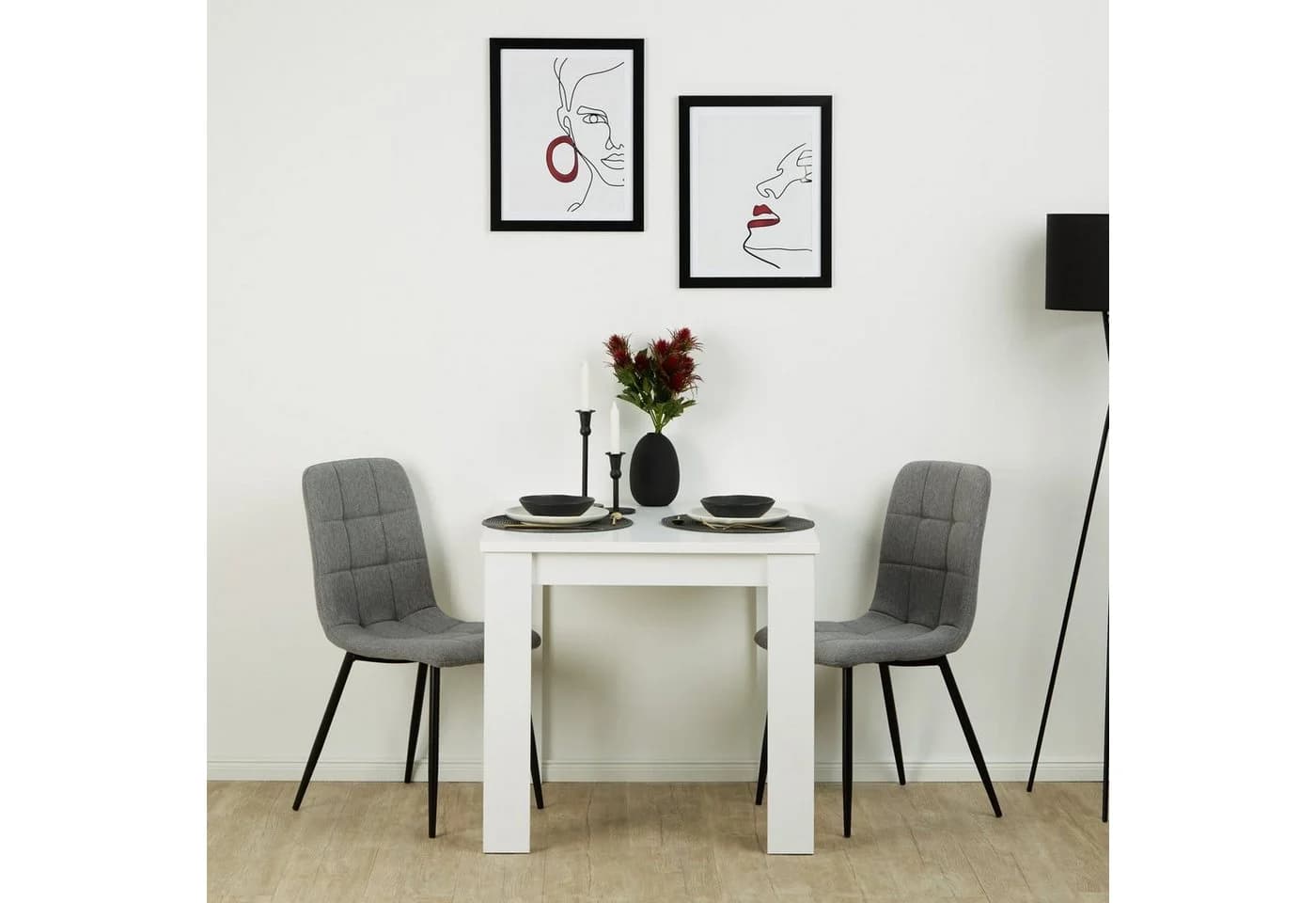 Homestyle4u Esszimmerstuhl Grau Leinen Metallbeine Modern