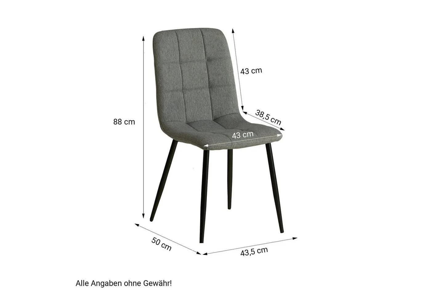 Homestyle4u Esszimmerstuhl Grau Leinen Metallbeine Modern - Bild 3