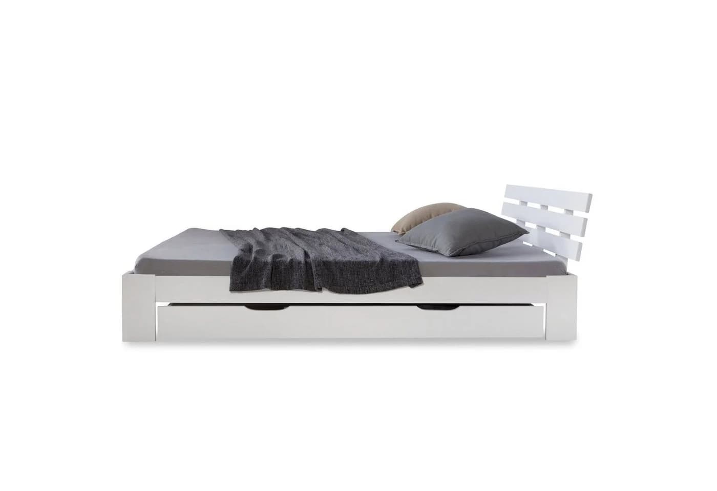 Homestyle4u Holzbett mit Bettkasten und Lattenrost Weiß - Bild 5