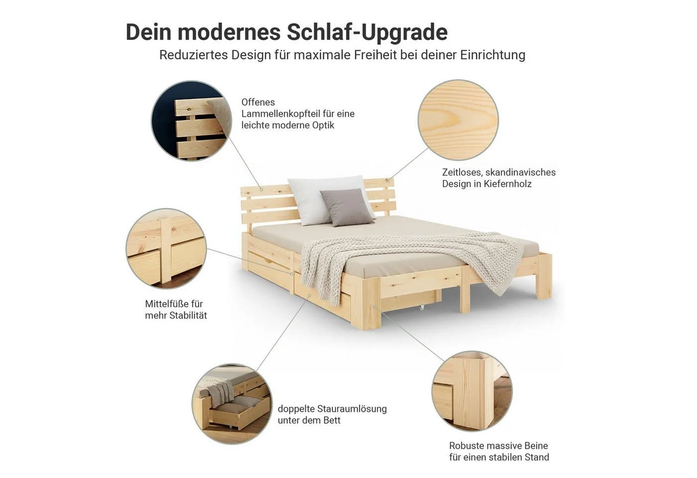 Homestyle4u 3-teiliger Paravent Weiß Paulowniaholz Raumtrenner - Bild 4