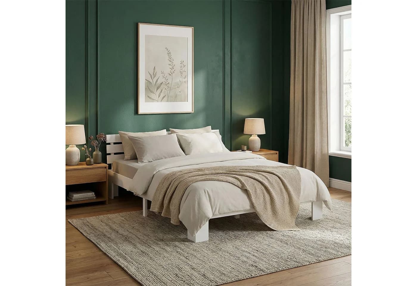 Homestyle4u Holzbett 120x200 Doppelbett Weiß Kiefer Massiv - Bild 2