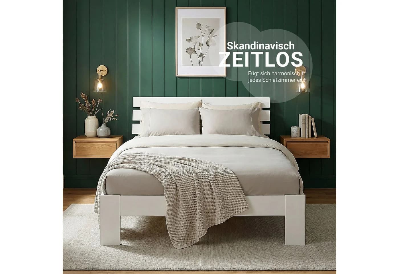 Homestyle4u Holzbett 120x200 Doppelbett Weiß Kiefer Massiv - Bild 5