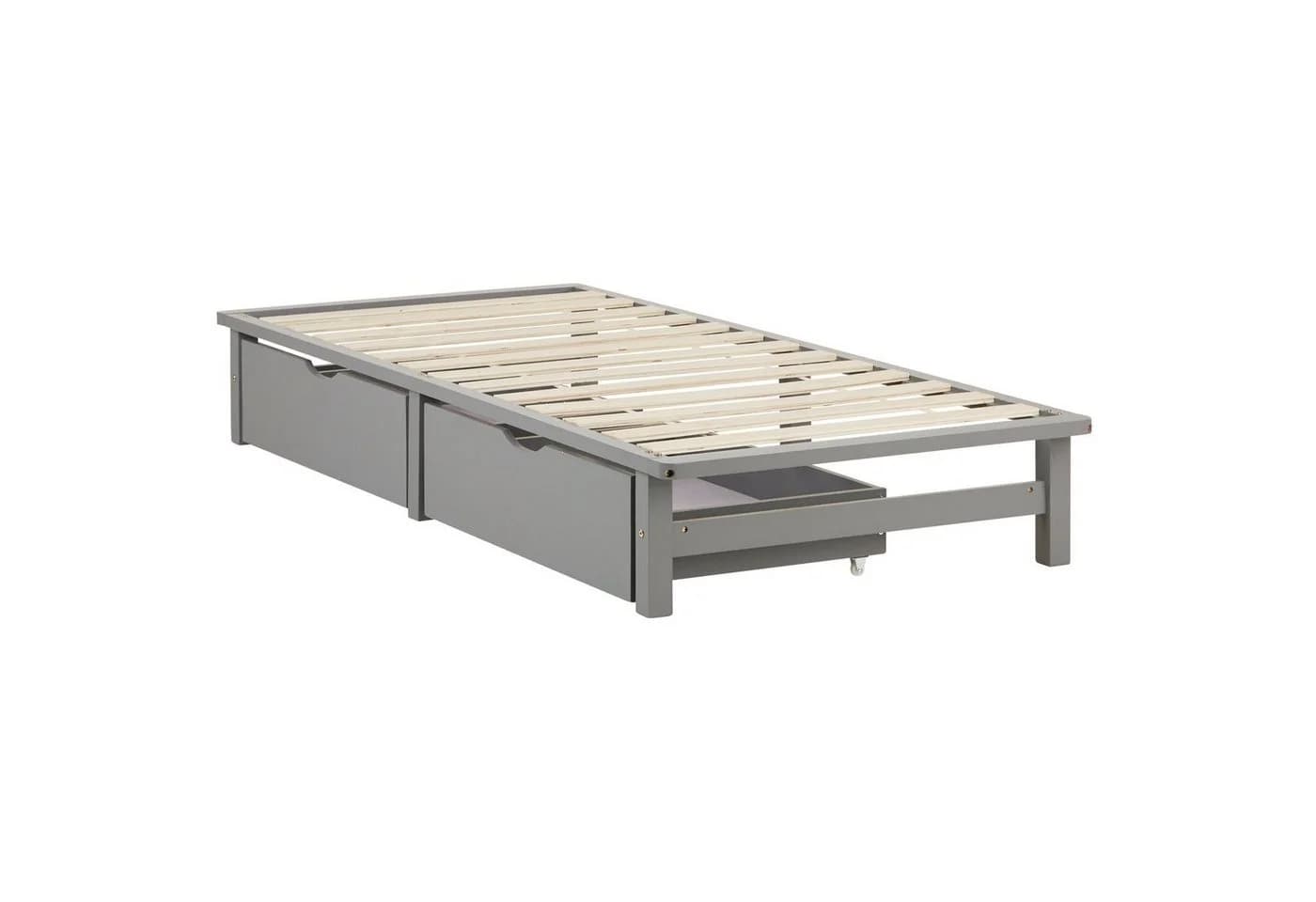 Homestyle4u Palettenbett Grau mit Bettkasten & Lattenrost - Bild 2