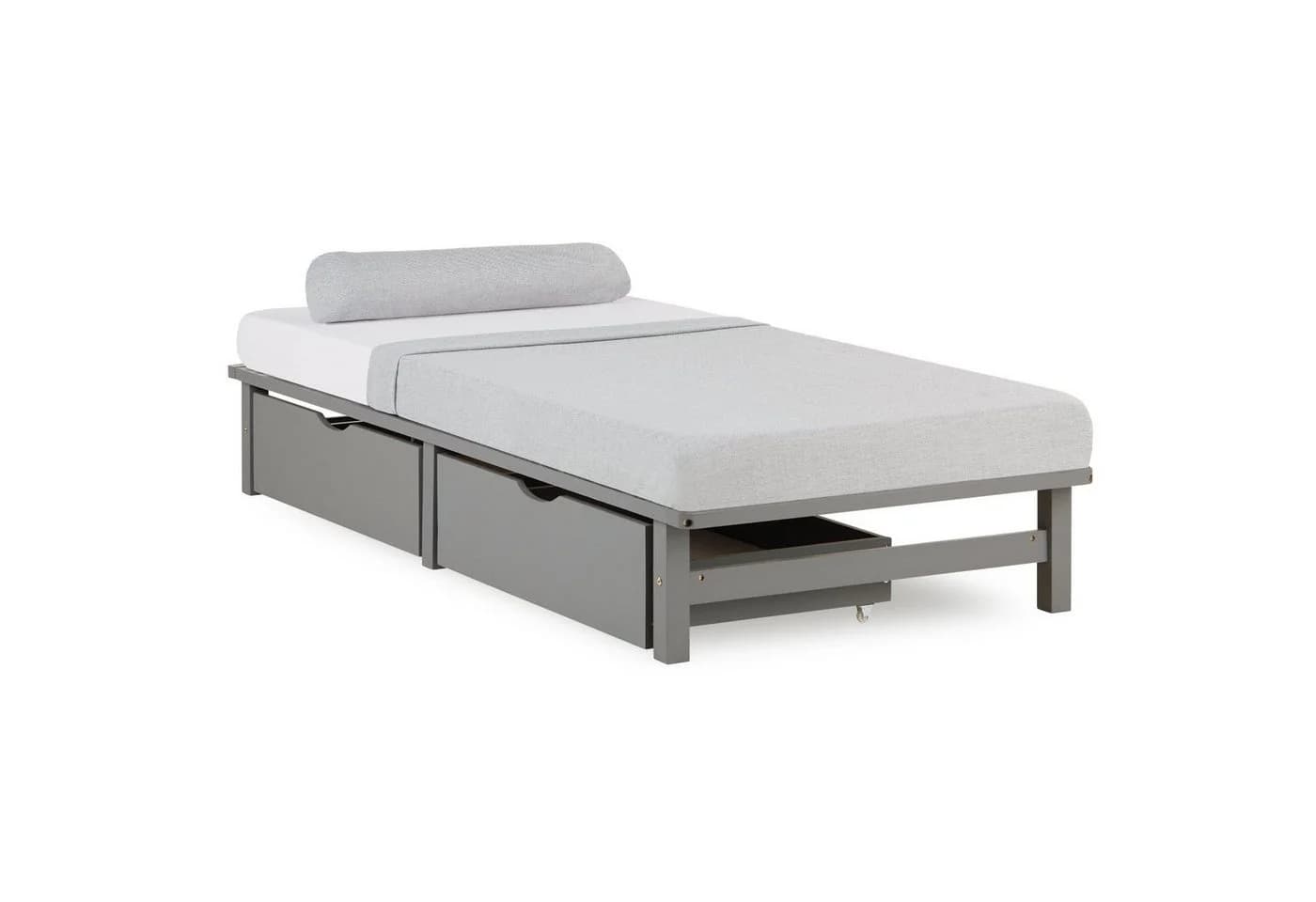 Homestyle4u Palettenbett Grau mit Bettkasten & Lattenrost - Bild 3