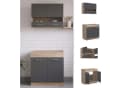 Homestyle4u Küchenzeile 80 cm Grau Eiche Glas-Oberschränke Bild 1