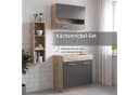 Homestyle4u Küchenzeile 80 cm Grau Eiche Glas-Oberschränke Bild 5