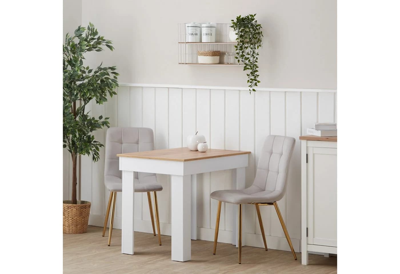 Homestyle4u Esszimmerstuhl 4er Set Grau Samt Gold Metallbeine