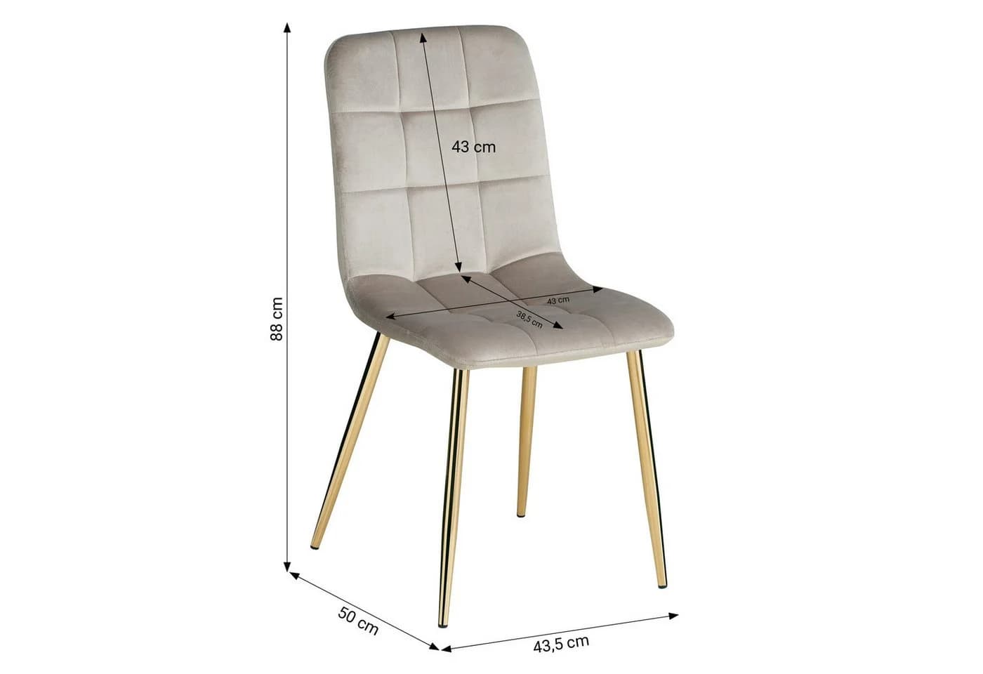 Homestyle4u Esszimmerstuhl 4er Set Grau Samt Gold Metallbeine - Bild 3