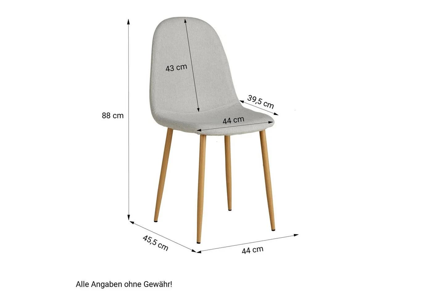 Homestyle4u Esszimmerstuhl Grau Leinen Metallbeine Holzoptik 4er Set - Bild 4