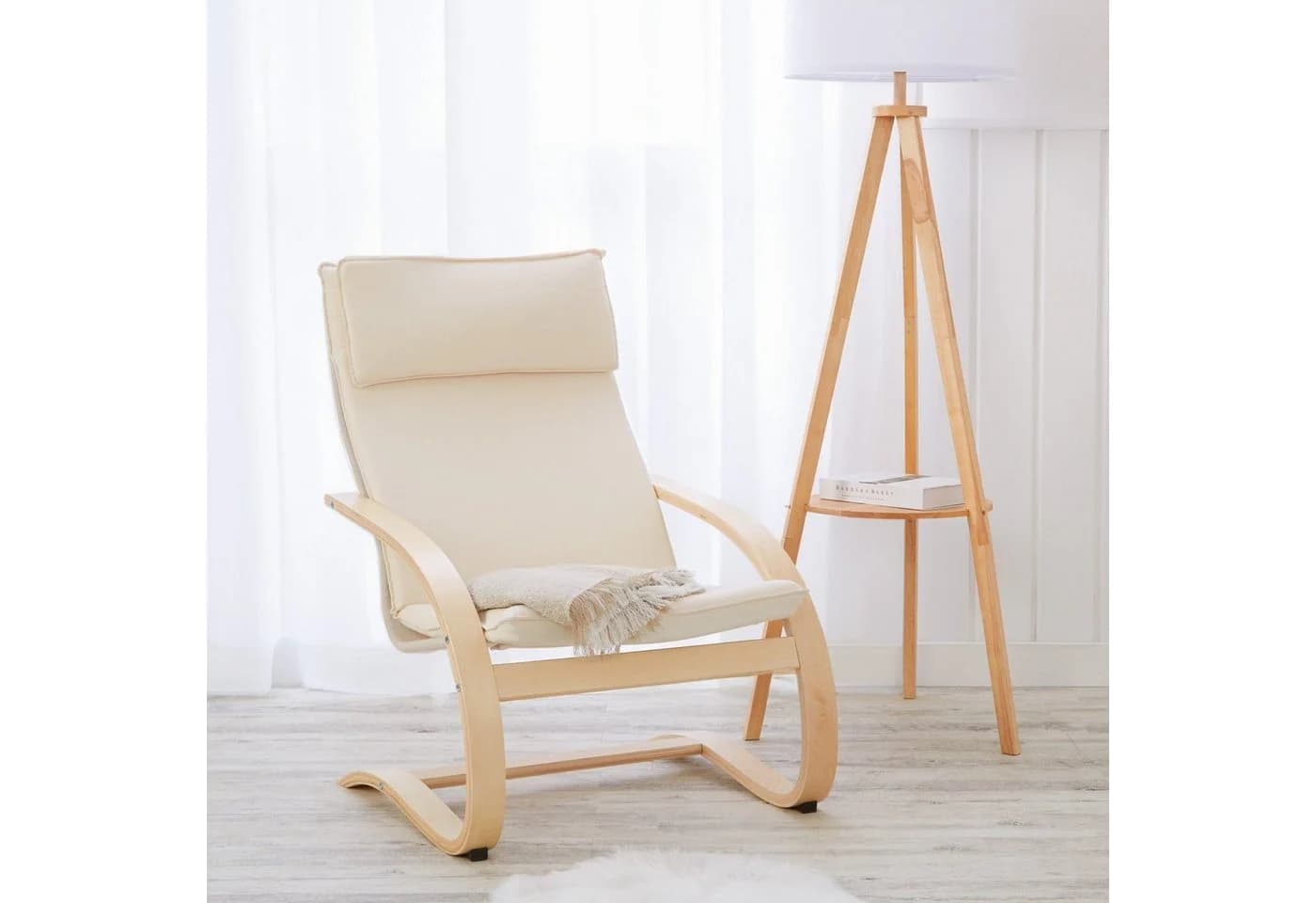 Homestyle4u Relaxsessel Schwingsessel Natur Beige