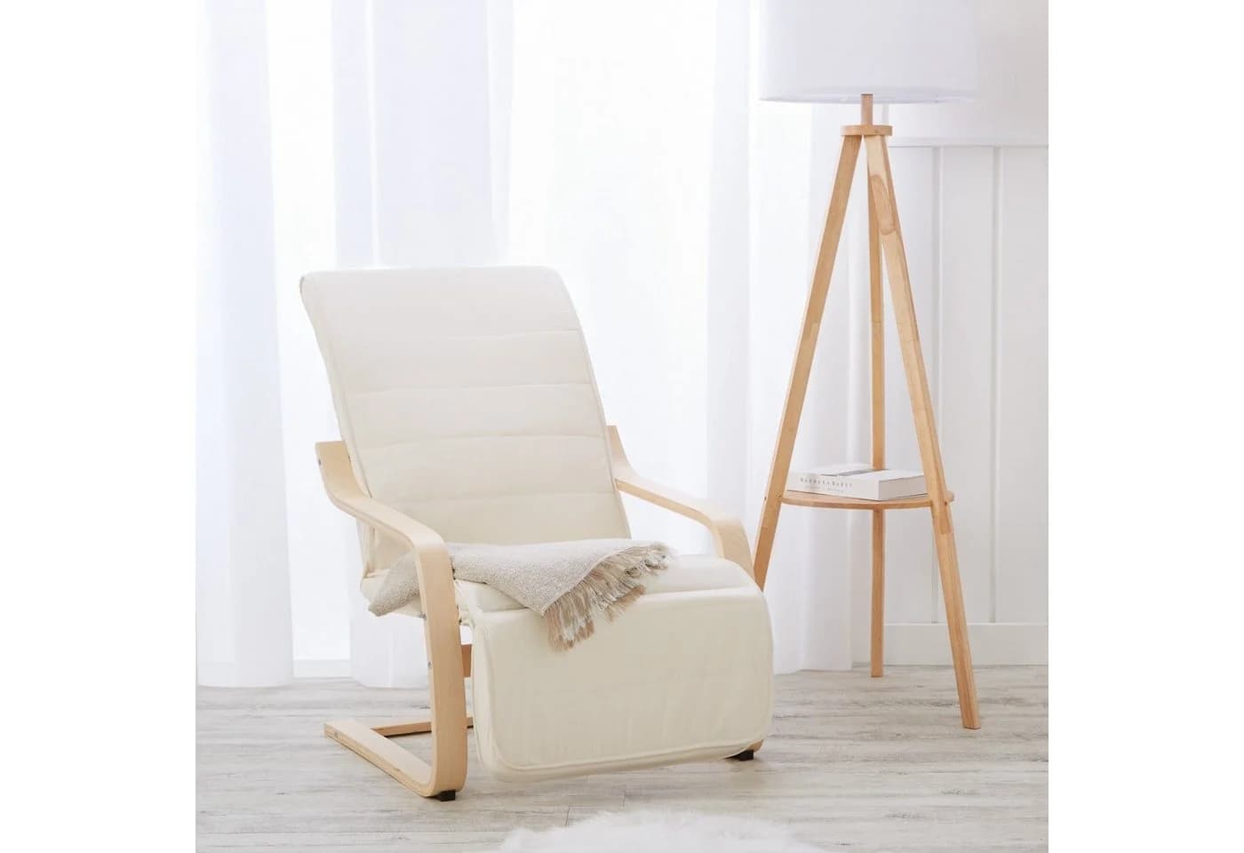Homestyle4u Relaxsessel Beige gepolstert verstellbar