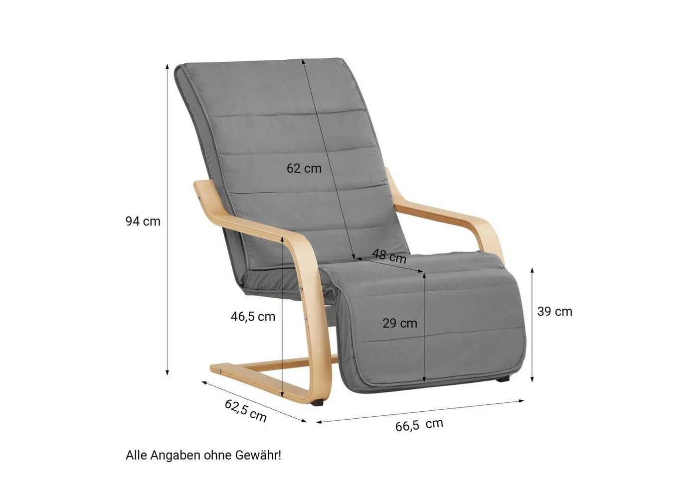 Homestyle4u Relaxsessel Grau Verstellbar Abnehmbarer Bezug - Bild 3