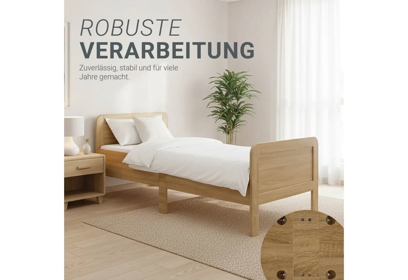 Homestyle4u Funktionsbett 120x200 cm höhenverstellbar Braun Natur - Bild 5