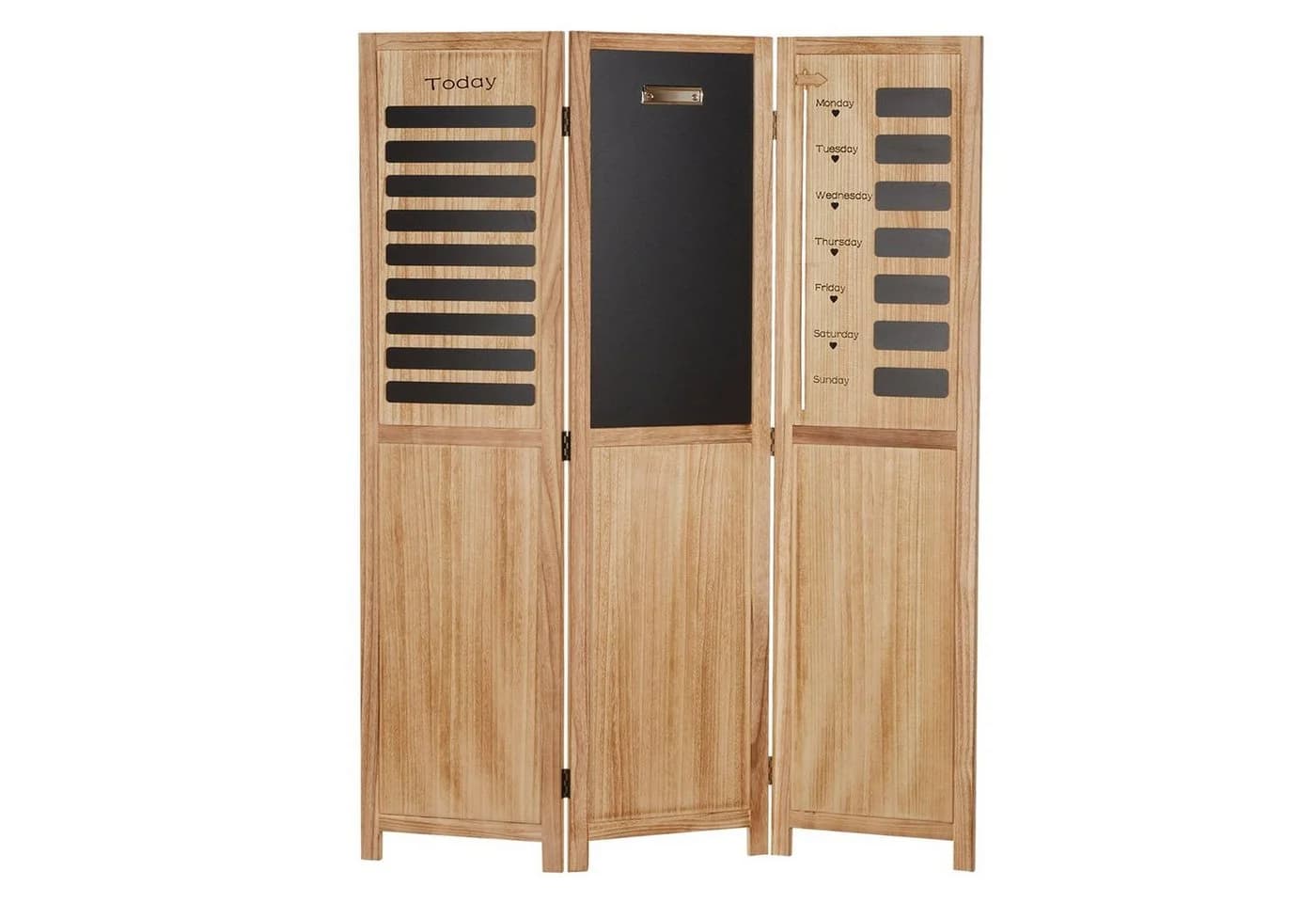 Homestyle4u Paravent Raumteiler 3-teilig Holz mit Tafel und Wochenplaner - Bild 4