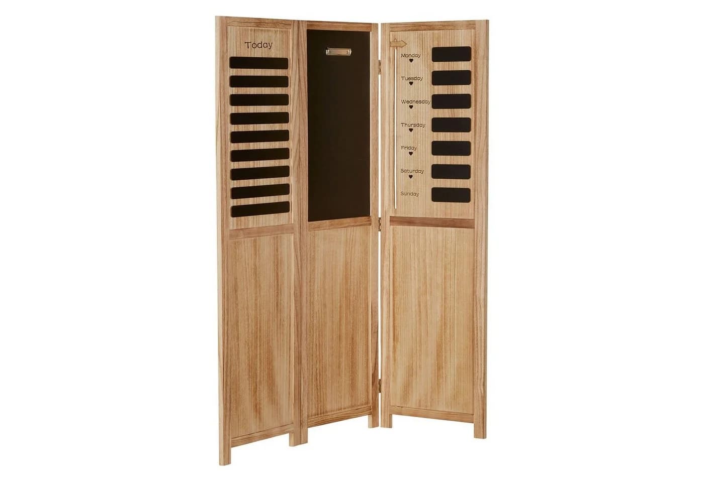 Homestyle4u Paravent Raumteiler 3-teilig Holz mit Tafel und Wochenplaner - Bild 5