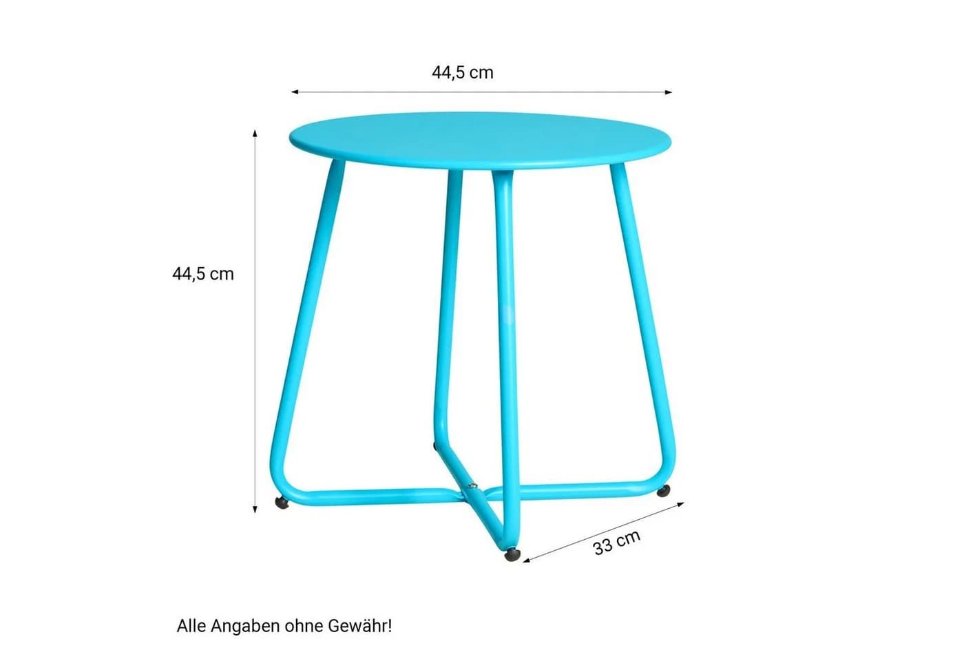 Homestyle4u Beistelltisch Rund Metall Blau Wetterfest - Bild 3