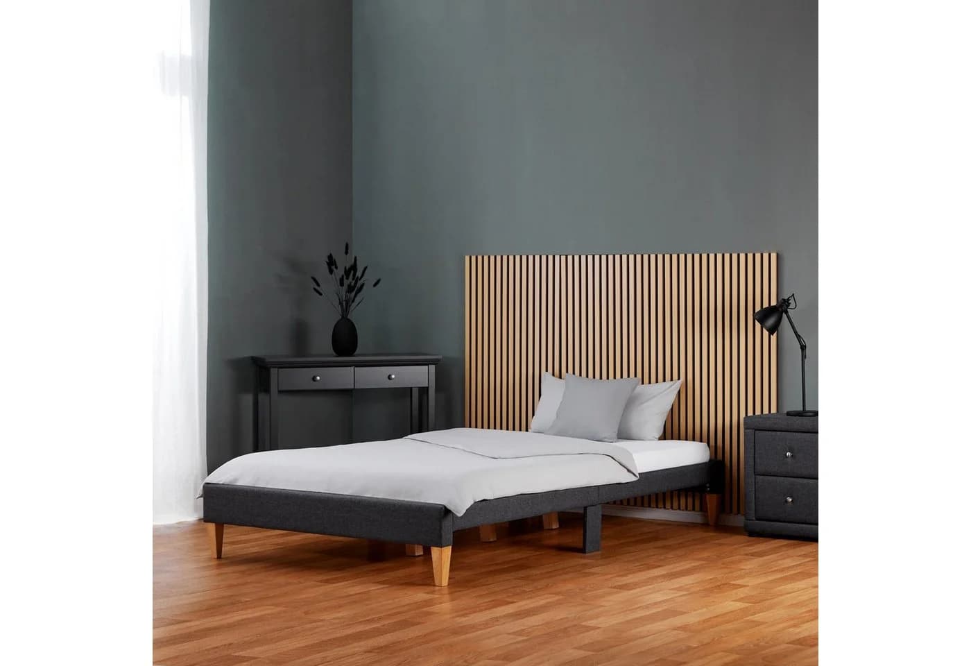 Homestyle4u Polsterbett Grau Futonstil 140x200 cm - Bild 1