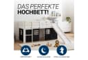 Homestyle4u Hochbett Kiefern massiv mit Rutsche und Vorhang Bild 1