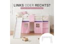 Homestyle4u Hochbett 90x200 Weiß Rosa mit Leiter, Rutsche & Vorhang Bild 4