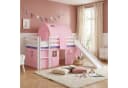 Homestyle4u Hochbett 90x200 mit Rutsche, Leiter & Vorhang Weiß/Rosa Bild 1