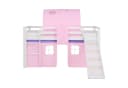 Homestyle4u Hochbett 90x200 mit Rutsche, Leiter & Vorhang Weiß/Rosa Bild 4