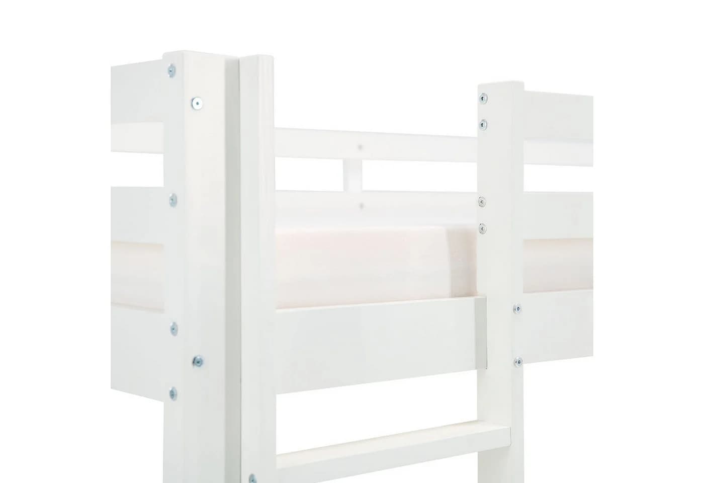 Homestyle4u Hochbett 90x200 mit Rutsche, Leiter & Vorhang Weiß/Rosa - Bild 5