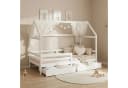 Homestyle4u Hausbett 90x200 Weiß Holz Kinderbett erhöht Kleinkind halbhoch Montessori Bild 2