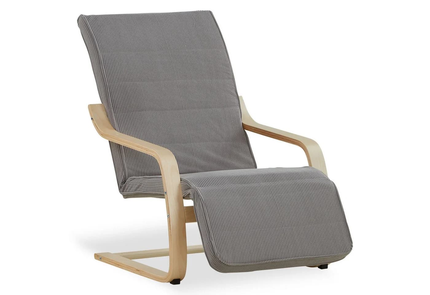Homestyle4u Relaxsessel Grau Cord Stoff Verstellbare Fußstütze - Bild 2