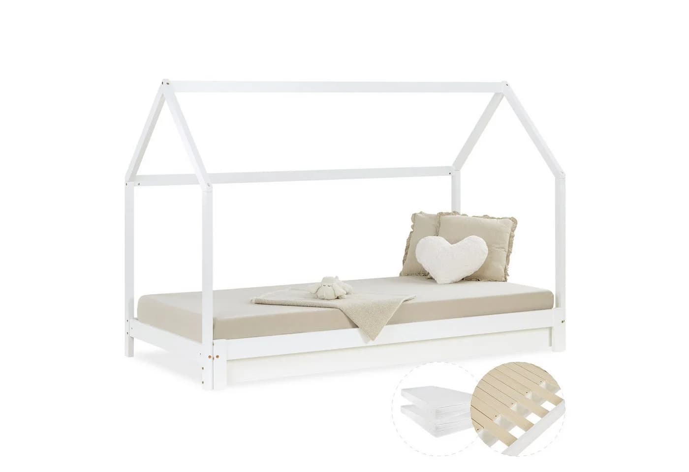 Homestyle4u Ausziehbares Hausbett Weiß Komplett-Set - Bild 5