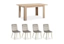 Homestyle4u Essgruppe 4 Stühle Küche Esstisch 80x120 bis 153 cm Grau Samt Bild 1