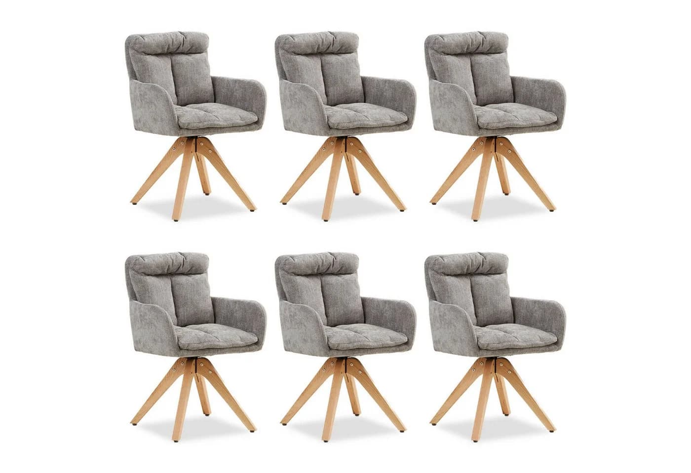 Homestyle4u Esszimmerstuhl 6er Set Hellgrau Drehbar Holzbeine - Bild 2