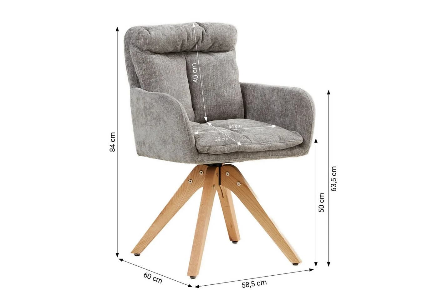 Homestyle4u Esszimmerstuhl 6er Set Hellgrau Drehbar Holzbeine - Bild 3