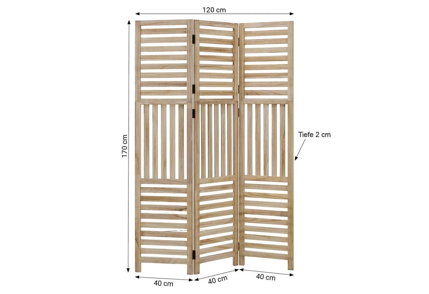 Homestyle4u Paravent Raumteiler Holz Natur 3-teilig faltbar - Bild 5