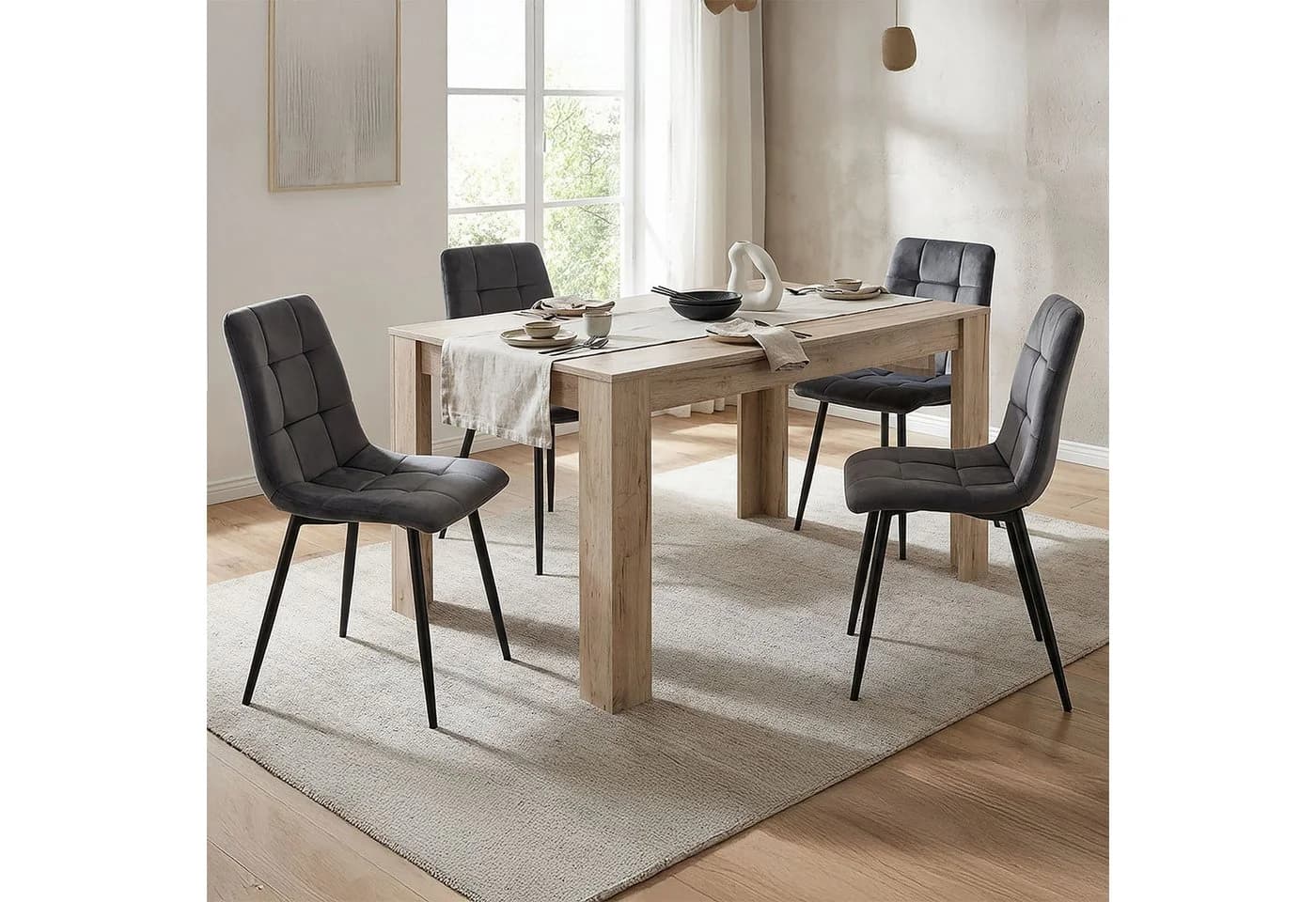 Homestyle4u Esstisch Grau Eiche Modern Kompakt