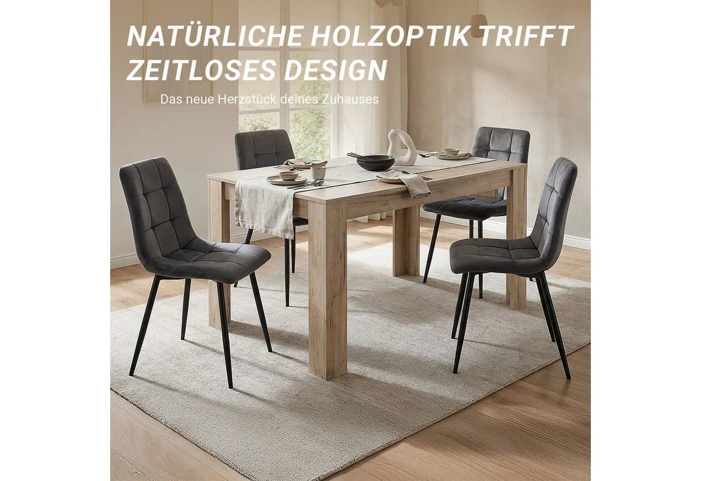 Homestyle4u Esstisch Grau Eiche Modern Kompakt - Bild 4