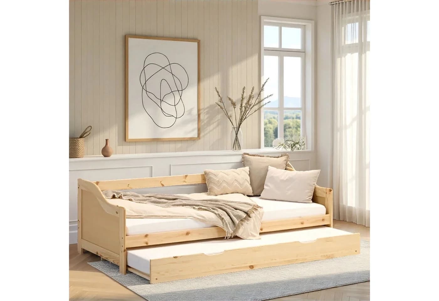 Homestyle4u Ausziehbett 90x200 Holz mit 2 Liegeflächen - Bild 2
