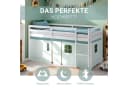 Homestyle4u Hochbett 90x200 Stockbett Vorhang Kinderbett Holz Kiefer Weiß Grün Mint Bild 1