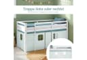 Homestyle4u Hochbett 90x200 Stockbett Vorhang Kinderbett Holz Kiefer Weiß Grün Mint Bild 5
