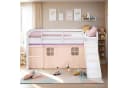 Homestyle4u Hochbett Kinderbett Weiß Lila mit Rutsche und Vorhang Bild 3