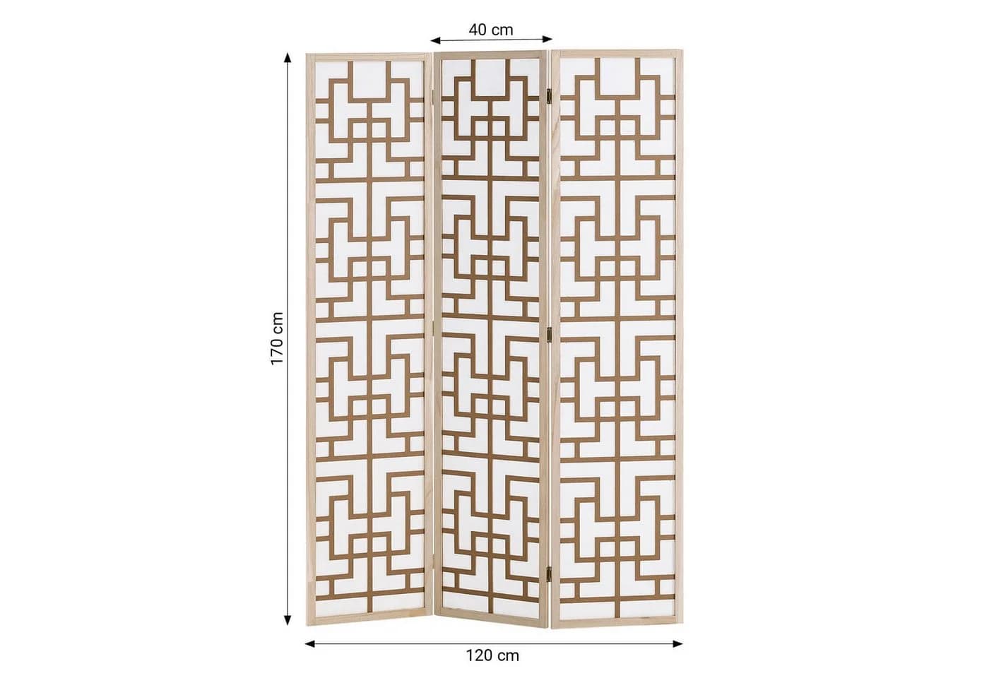 Homestyle4u Paravent Raumteiler Holz Shoji Trennwand Natur Sichtschutz Indoor faltbar (3-teilig) Braun - Bild 5