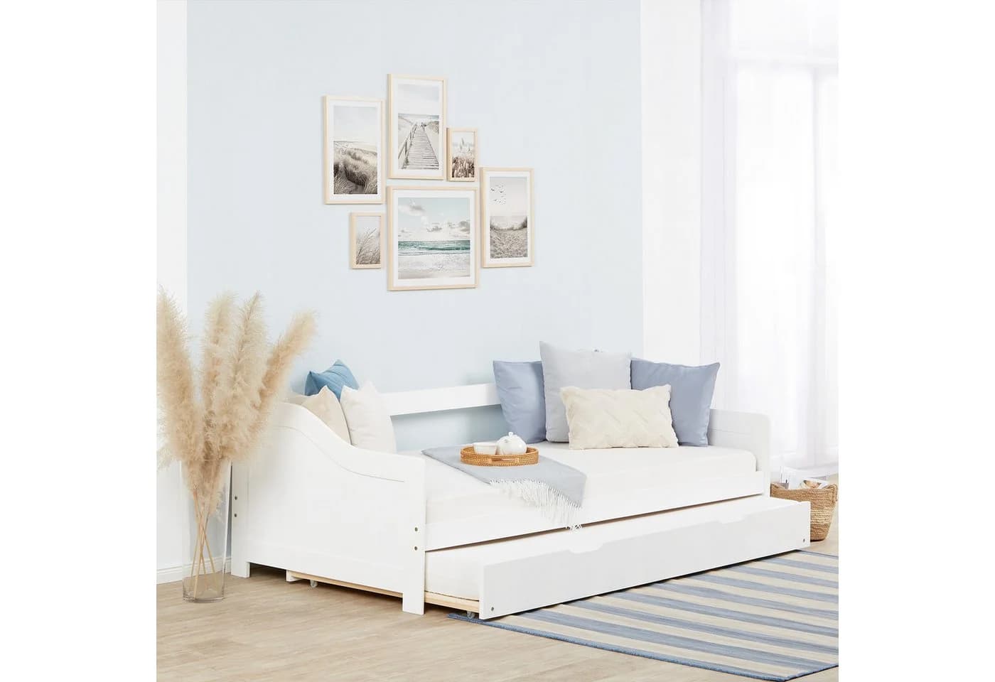 Homestyle4u Ausziehbett 90x200 Holz Gästebett mit Ausziehfunktion 2 Liegeflächen Doppelbett - Bild 2