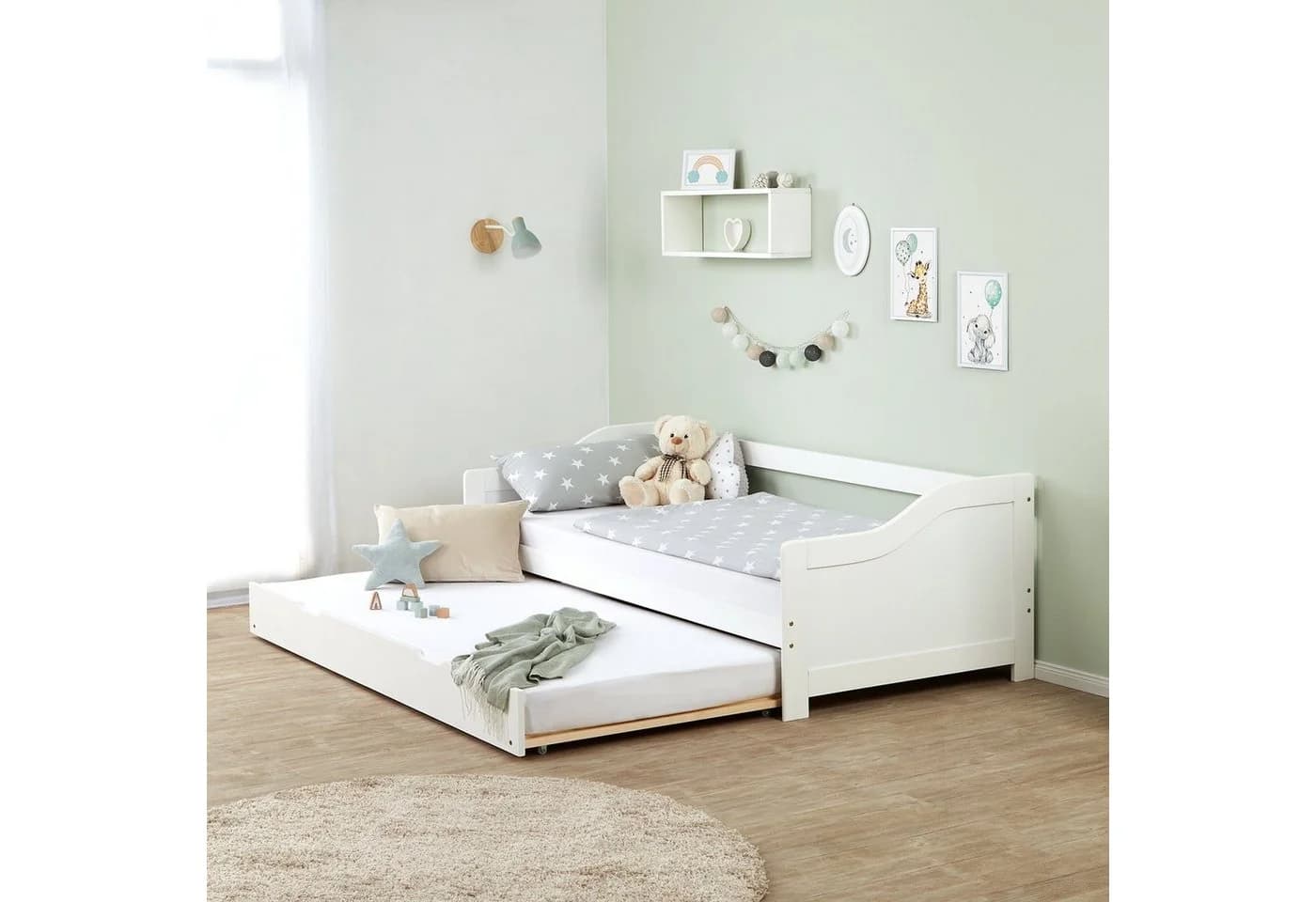 Homestyle4u Ausziehbett 90x200 Holz Gästebett mit Ausziehfunktion 2 Liegeflächen Doppelbett - Bild 3