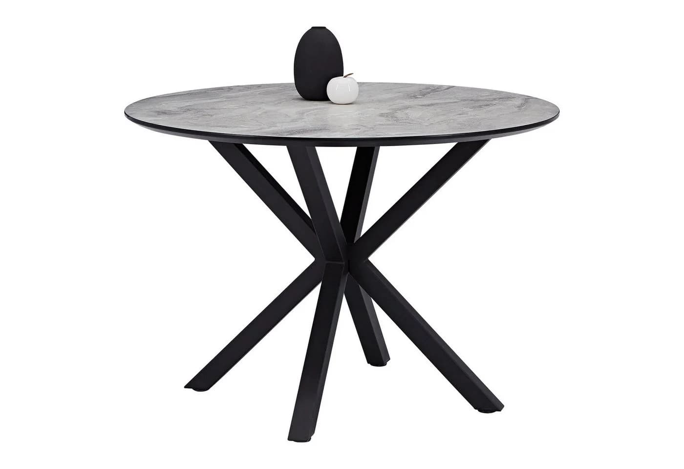 Homestyle4u Essgruppe 5-tlg. Rund Ø110cm Grau Metall Steinoptik - Bild 5