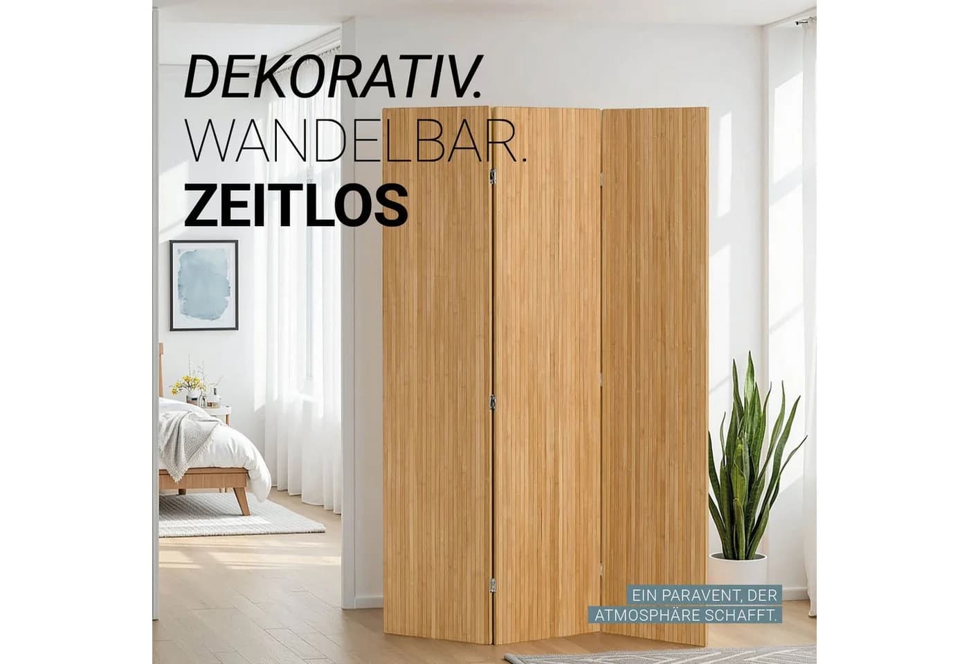 Homestyle4u Paravent Bambus Raumteiler 3-teilig faltbar braun - Bild 4