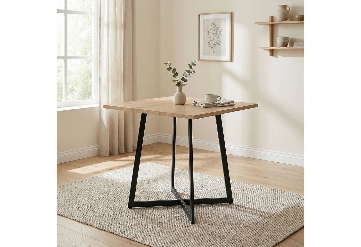 Homestyle4u Esstisch 80x80 Eiche Schwarz Industrial Design - Bild 2