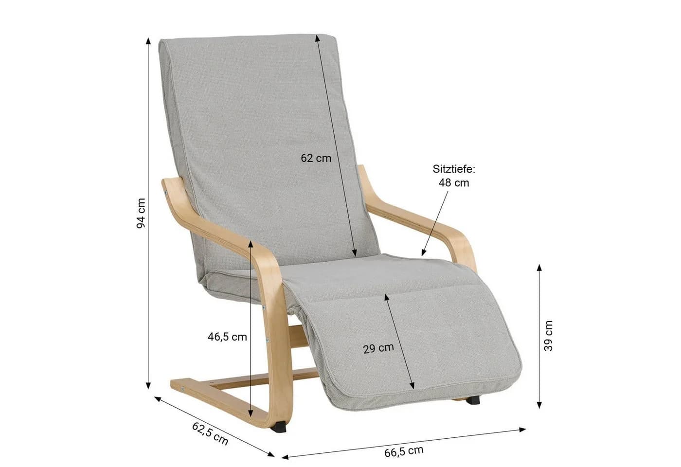 Homestyle4u Relaxsessel Cord Hellgrau Schwingsessel - Bild 5